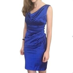 Davids Bridal Women' s Sheath Dress Size 2 Cobalt Blue Short Sleeveless New $139